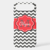 Gray and Coral Chevron Phone Case (Back)
