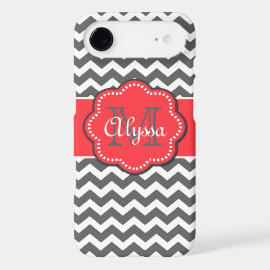 Gray and Coral Chevron Phone Case (Back)
