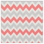 Gray and Coral Modern Chevron Fabric
