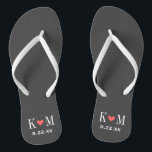 Gray and Coral Modern Wedding Monogram Flip Flops<br><div class="desc">Custom printed flip flop sandals personalized with a cute heart and your monogram initials and wedding date. Click Customize It to change text fonts and colors or add your own images to create a unique one of a kind design!</div>