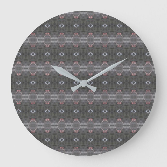 Gray and Coral Printed Wall Large Clock (Front)