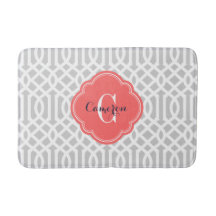 Gray and Coral Trellis Monogram