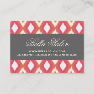 Gray and Coral Tribal Ikat Chevron Business Card