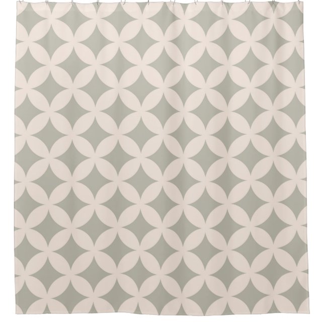 Gray and Cream Geocircles Pattern Design Shower Curtain (Front)