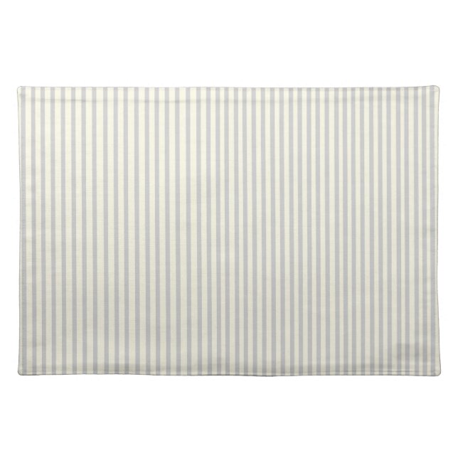 Gray and Cream Modern Farmhouse Ticking Stripe Cloth Placemat (Front)