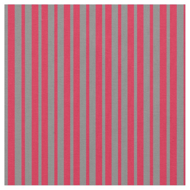 Gray and Crimson Colored Stripes Fabric (Close Up)