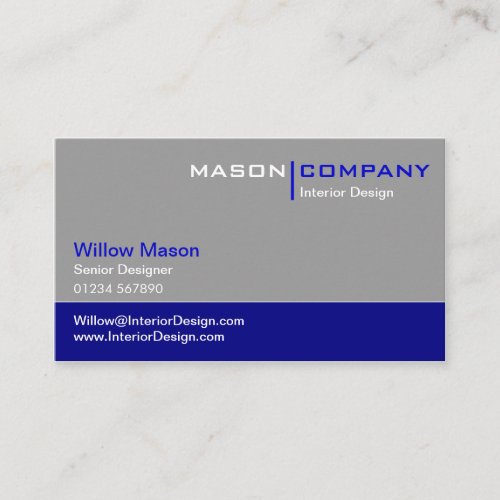 Gray and Dark Blue Corporate Business Card