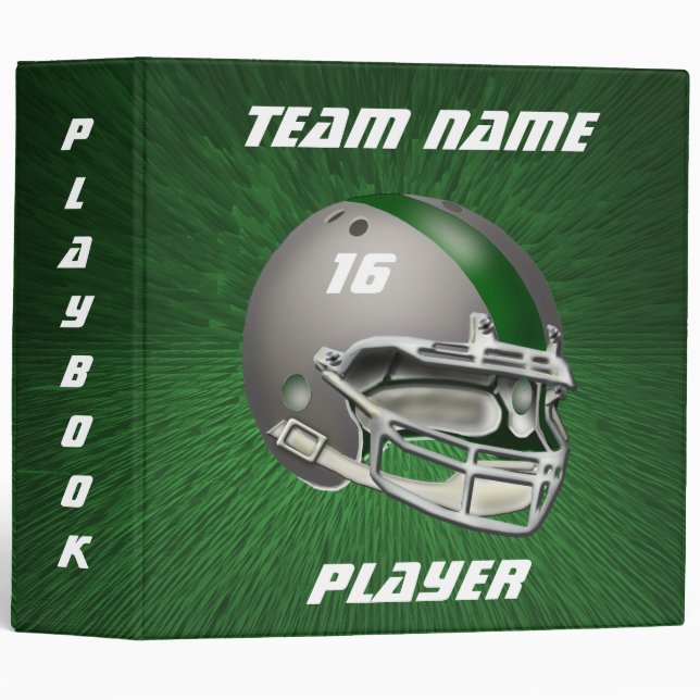 Gray and Dark Green Football Helmet Binder (Front/Spine)