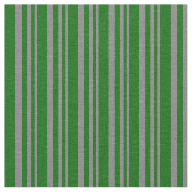 Gray and Dark Green Striped Pattern Fabric (Close Up)