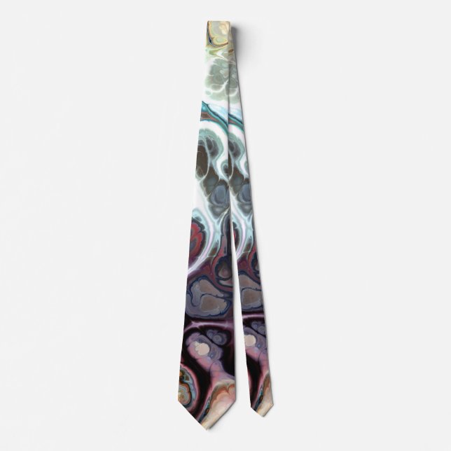 Gray and dusty rose pink marble tie-dye neck tie (Front)