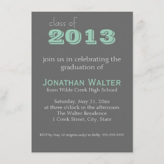 Gray and Emerald | Text |  Graduation Invitation