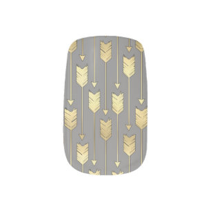 Gray and Faux Gold Arrows Pattern Minx Nail Wraps