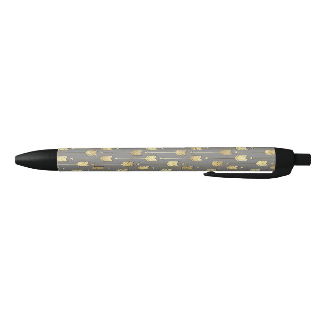 Gray and Faux Gold Arrows Pattern Pen (Bottom)