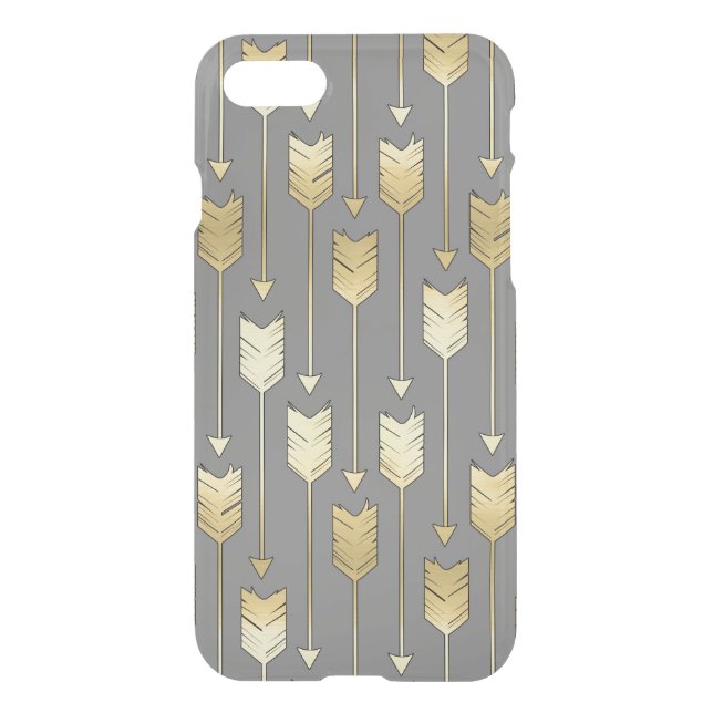 Gray and Faux Gold Arrows Pattern Uncommon iPhone Case (Back)