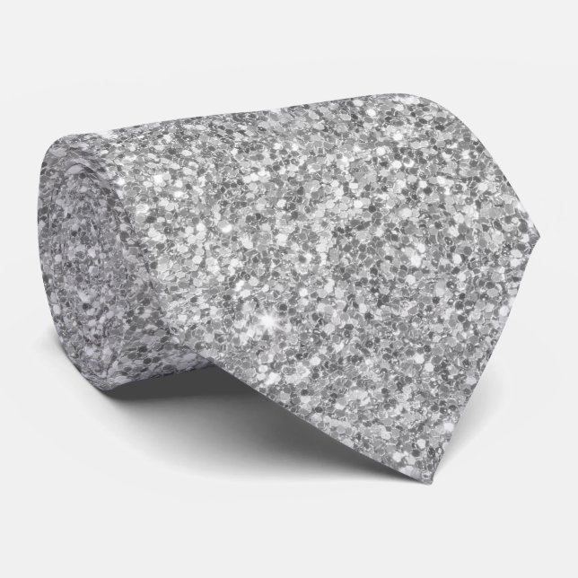 Gray And Glittering White Pattern Tie (Rolled)