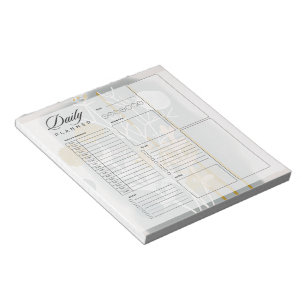 Gray and gold abstract botanical daily planner notepad
