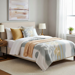 Gray and gold abstract botanical minimalist art duvet cover