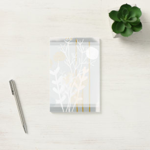 Gray and gold abstract botanical minimalist art post-it notes