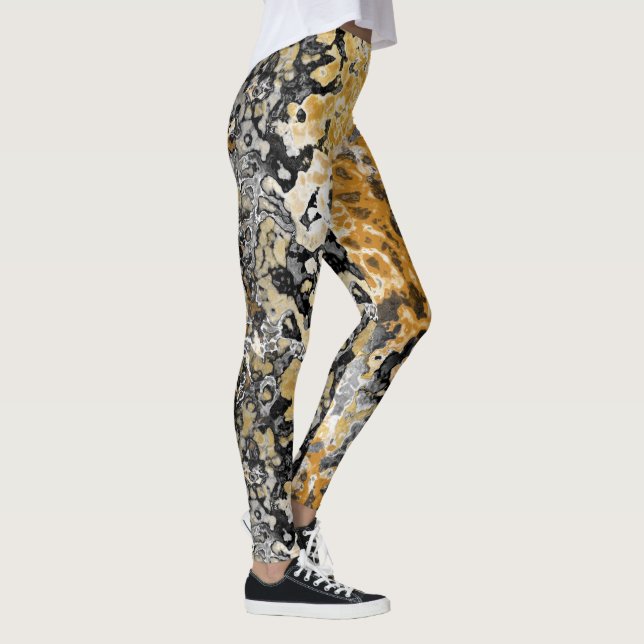 Gray and Gold Abstract Leggings (Right)