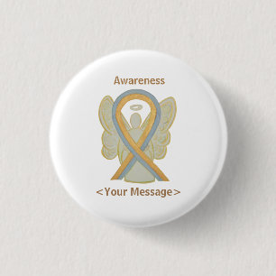 Gray and Gold Angel Awareness Ribbon Button Pins