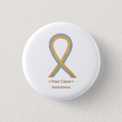 Gray and Gold Angel Awareness Ribbon Button Pins