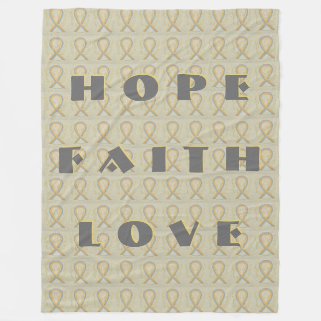 Gray and Gold Awareness Ribbon Angel Blanket (Front)
