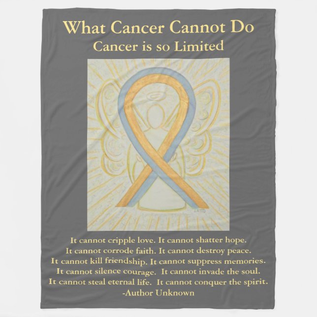 Gray and Gold Awareness Ribbon Angel Blanket (Front)