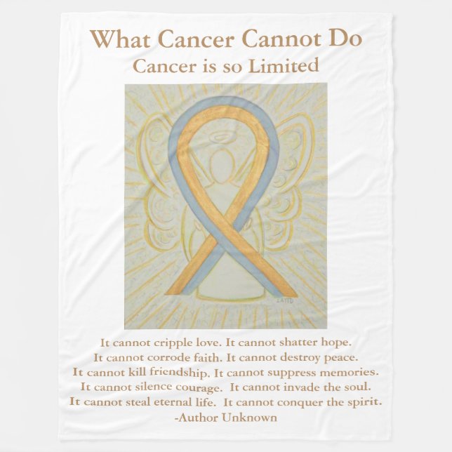 Gray and Gold Awareness Ribbon Angel Blanket (Front)