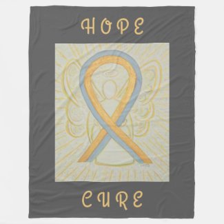 Gray and Gold Awareness Ribbon Angel Chemo Blanket