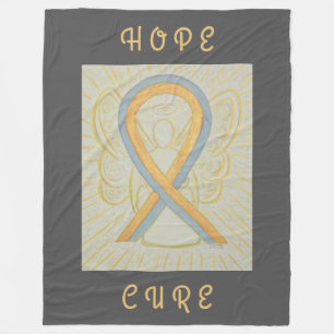 Gray and Gold Awareness Ribbon Angel Chemo Blanket