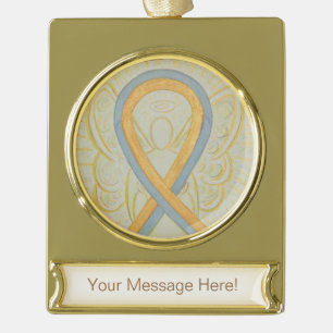 Gray and Gold Awareness Ribbon Angel Ornament