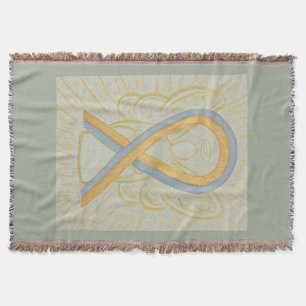 Gray and Gold Awareness Ribbon Angel Throw Blanket