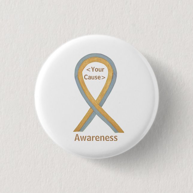 Gray and Gold Awareness Ribbon Button Pins (Front)
