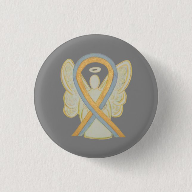 Gray and Gold Awareness Ribbon Custom Angel Pins (Front)
