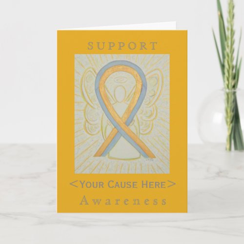 Gray and Gold Awareness Ribbon Customized Card
