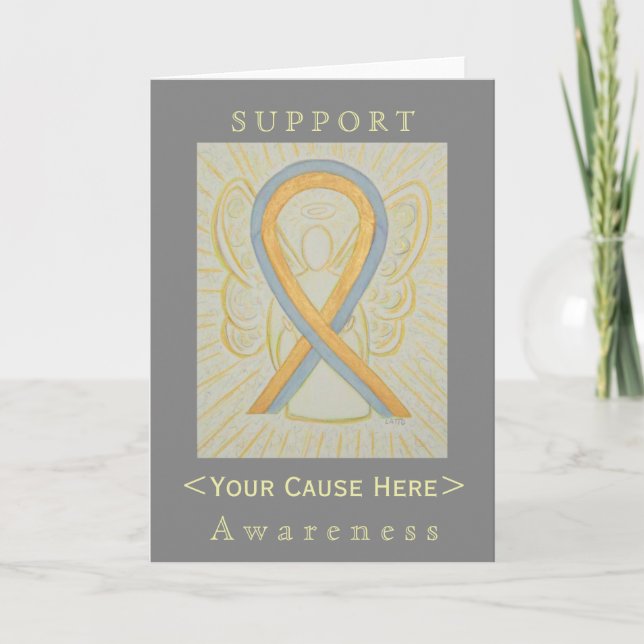 Gray and Gold Awareness Ribbon Customized Card (Front)