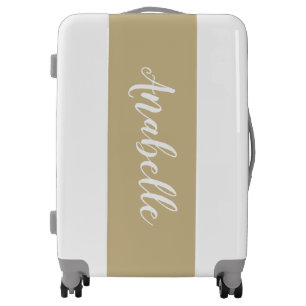 Gray and Gold Cute Script Custom Name Monogram Luggage