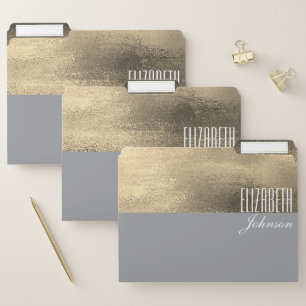 Gray and Gold File Folder