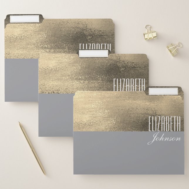 Gray and Gold File Folder (Set)