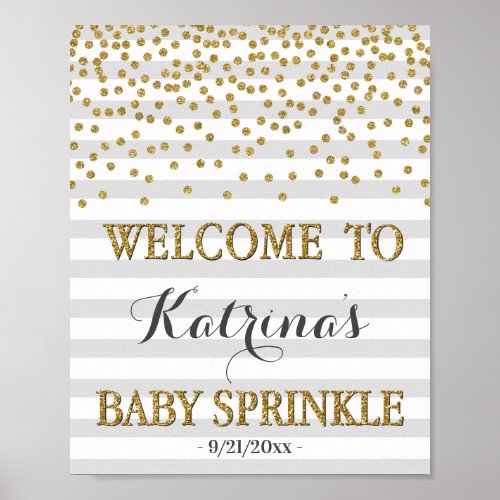 Gray and Gold Gender Neutral Baby Sprinkle Welcome Poster