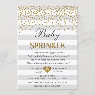 Gray and Gold Gender Neutral Reveal Baby Sprinkle Invitation