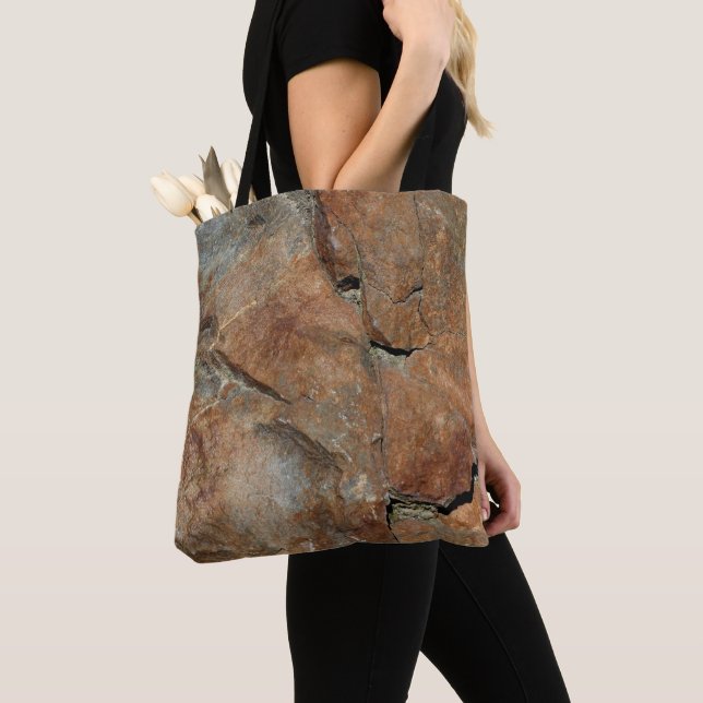 Gray And Gold Granite Rock Nature Tote Bag (Close Up)