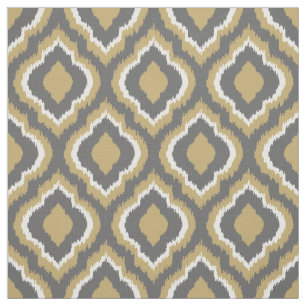 Gray and Gold Ikat Moroccan Fabric