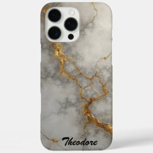 Gray and Gold Marble iPhone 16 Pro Max Case