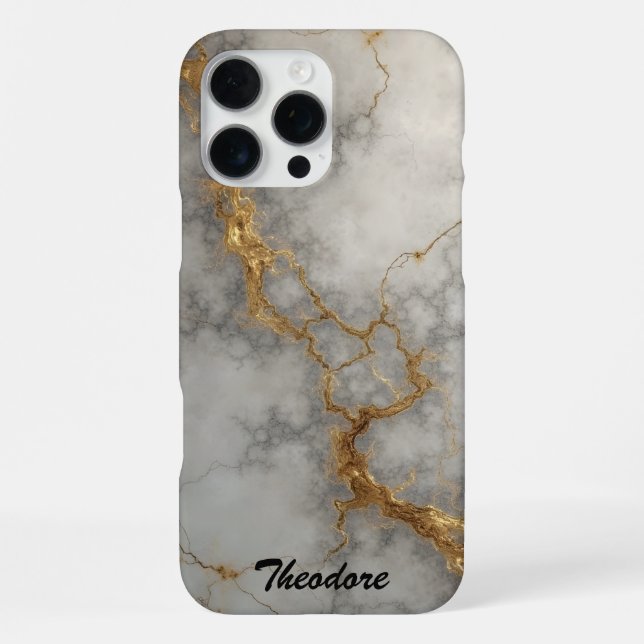 Gray and Gold Marble Iphone Case (Back)
