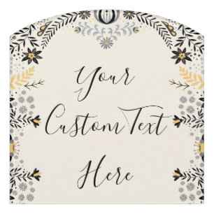 Gray and Gold Mexican Floral Custom Door Sign