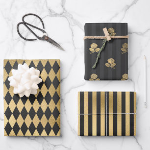 Gray and Gold Paris themed Wrapping Paper Sheets
