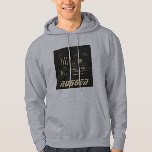 gray and gold RUGGED GEEK Motherboard Tech Hoodie