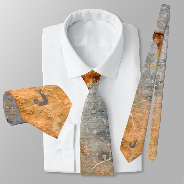 Gray and Gold Rusty Stained Urban Grunge Stylish Neck Tie (Creator Uploaded)