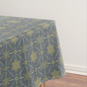 Gray and Gold Snowflakes Christmas Pattern Tablecloth